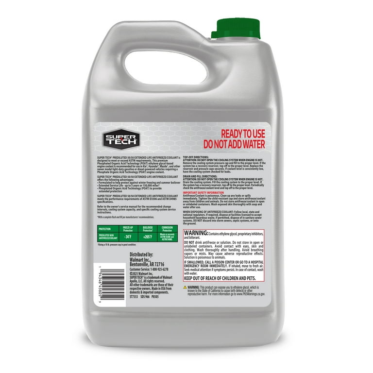 Super Tech OE Green Antifreeze Prediluted 50/50 Antifreeze