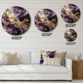 thumbnail image 4 of Designart "Liquid Magic in Purple and Gold III" Abstract Oversized Wall Clock, 4 of 5
