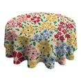 thumbnail image 4 of Pioneer Flower Floral Print Pattern Round Tablecloth 60"x60",Wrinkle Wipeable Table Cloth for Kitchen Dining Room Picnic Patio Party, 4 of 6