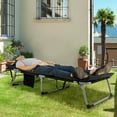 thumbnail image 5 of Patiojoy 4-Level Oversize Folding Chaise Lounge Adjustable Outdoor Beach with Removable Cushion Black, 5 of 8