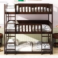 thumbnail image 2 of Leumius Twin over Twin over Twin Size Triple Bed Frame with Ladders and Guardrails,Detachable Bunk Bed for Boys Girls Espresso, 2 of 9