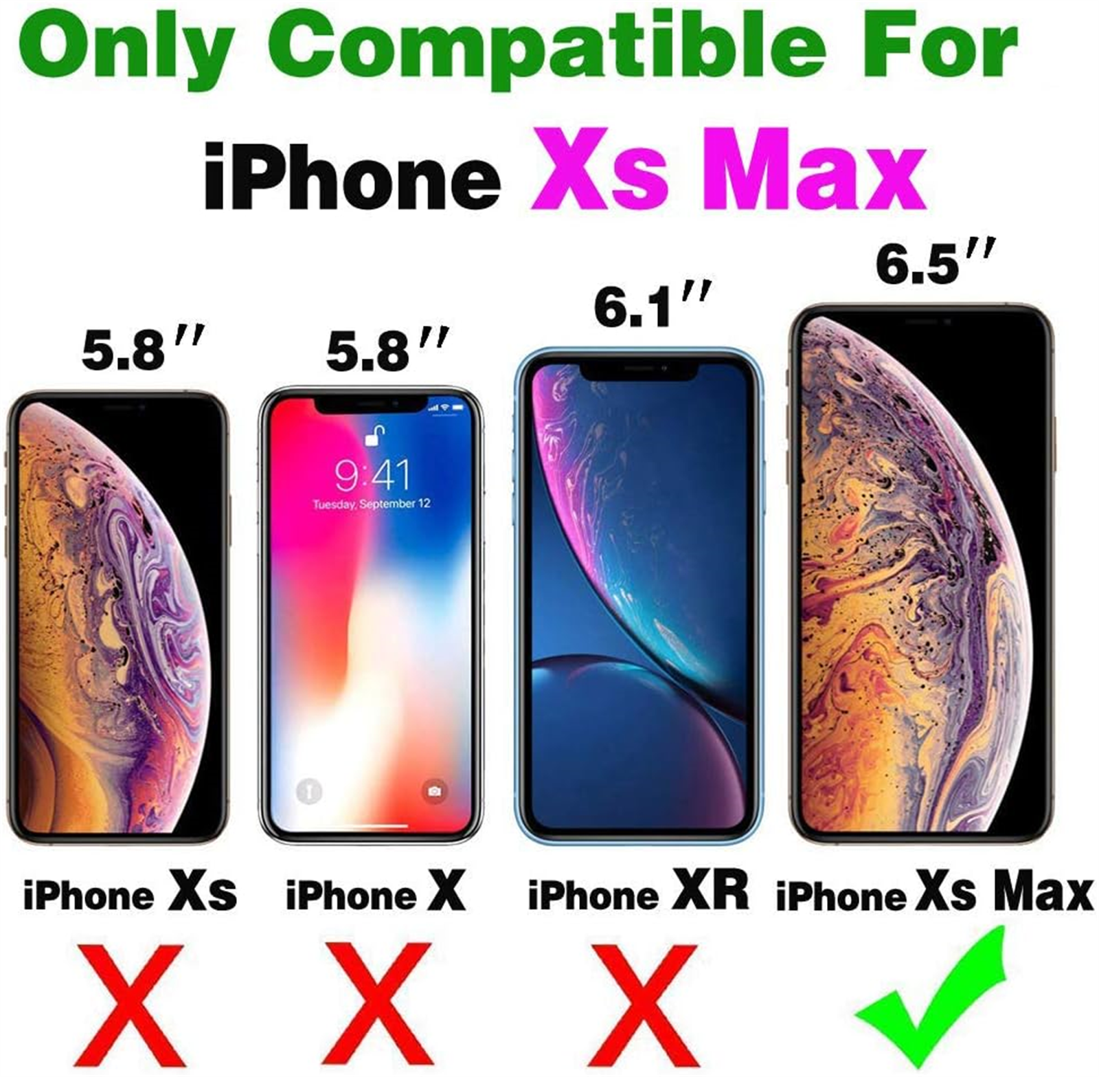 Asuwish Wallet RFID Blocking PU Leather Cell Phone Case with Tempered Glass Screen Protector, Wrist Strap for iPhone XS Max, Teal