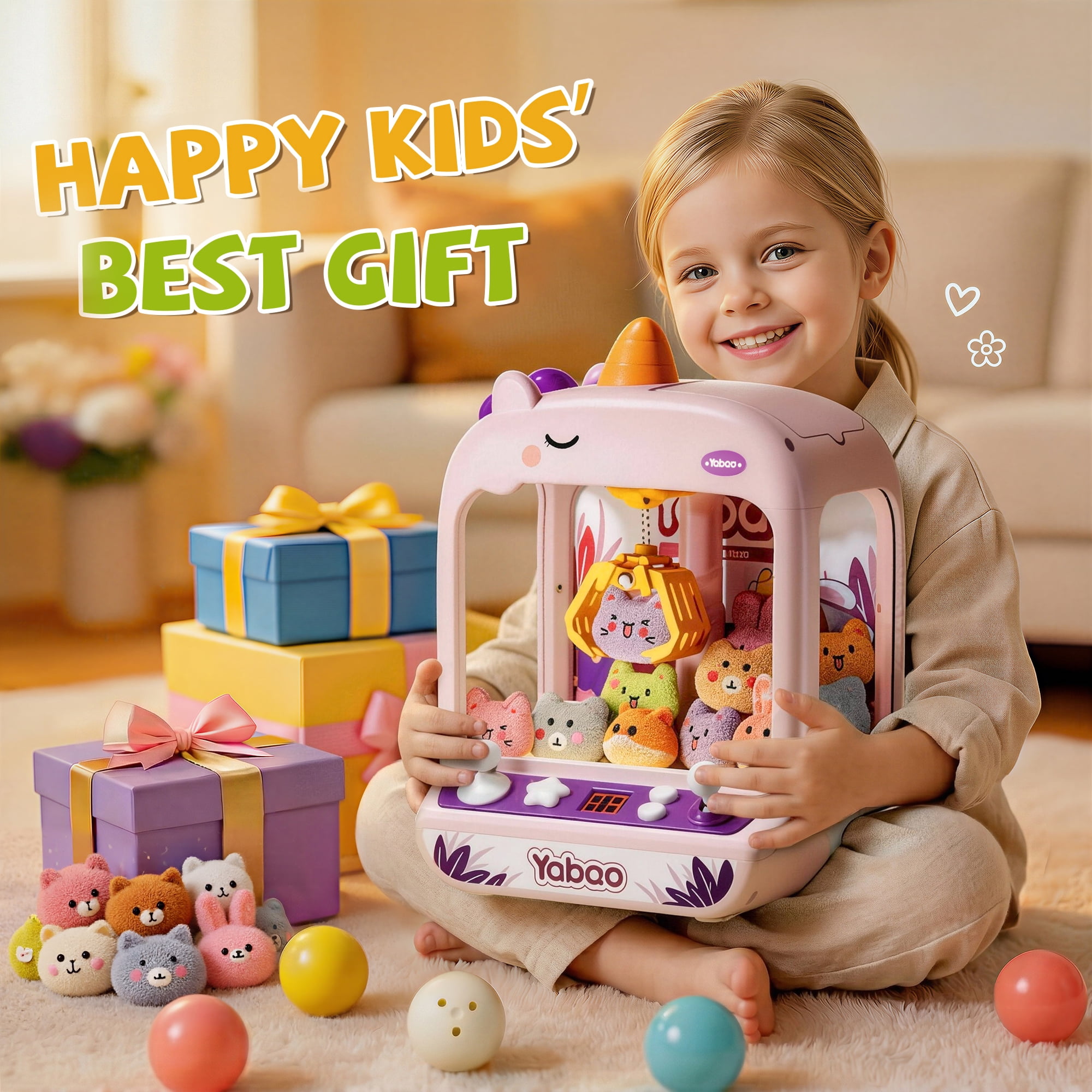 Gelomee Claw Machine for Kids, Mini Vending Machine Toys for Girls, Arcade with Light & Music for Boys, Christmas Birthday Gifts Toys Aged 3+ Year Old