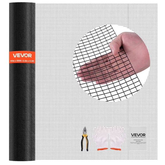 VEVOR Hardware Cloth 60 in x 100 ft, 1/2 in 19 Gauge Galvanized Wire Mesh Roll, Weather-Resistant Vinyl Coated Chicken Wire Fencing, Heavy Duty Welded Garden Plant Fencing for Rabbit Cage Snake Fence