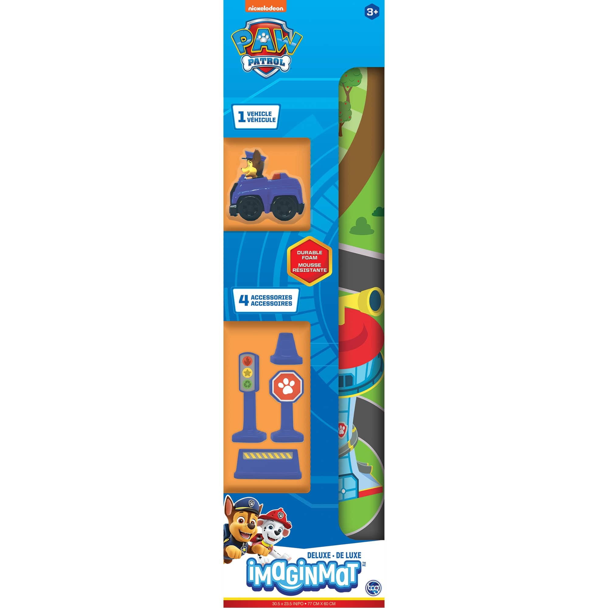 Imaginmat: Deluxe - Paw Patrol - Floor Playmat & Toy Car, 30.5 x 20.5", Character Vehicle & Road Accessories, Durable EVA Foam Mat, Licensed, Kids 3+
