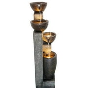 4-Tier Pots Outdoor Water Fountain for Garden - Outdoor Water Fountain for Yard, Floor Patio, Backyard and Home Art Decor