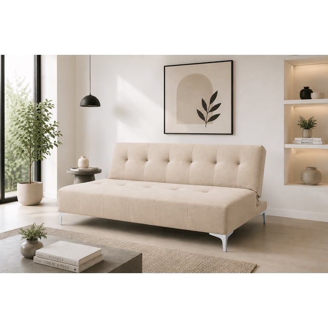 Sofá Cama Reclinable El Bazar Store Vegas Lino Beige Futón 3 Posiciones