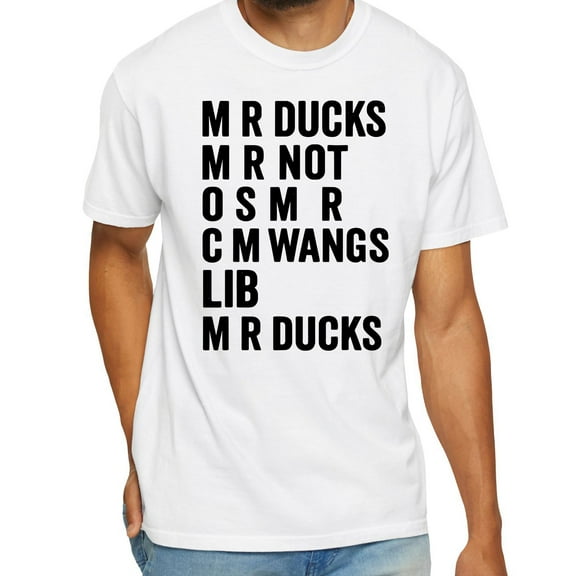 M R Ducks M R Not O S M R C M Wangs Lib M R Ducks T-Shirt – Funny Phonetic Reading Joke Graphic Tee