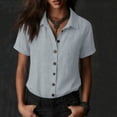 thumbnail image 4 of JYnXIANTI Summer Tops for Women Breathable Button Down Shirts Comfort Soft Lapel Blouses Casual Beach Travel Tshirt Outfits, 4 of 7