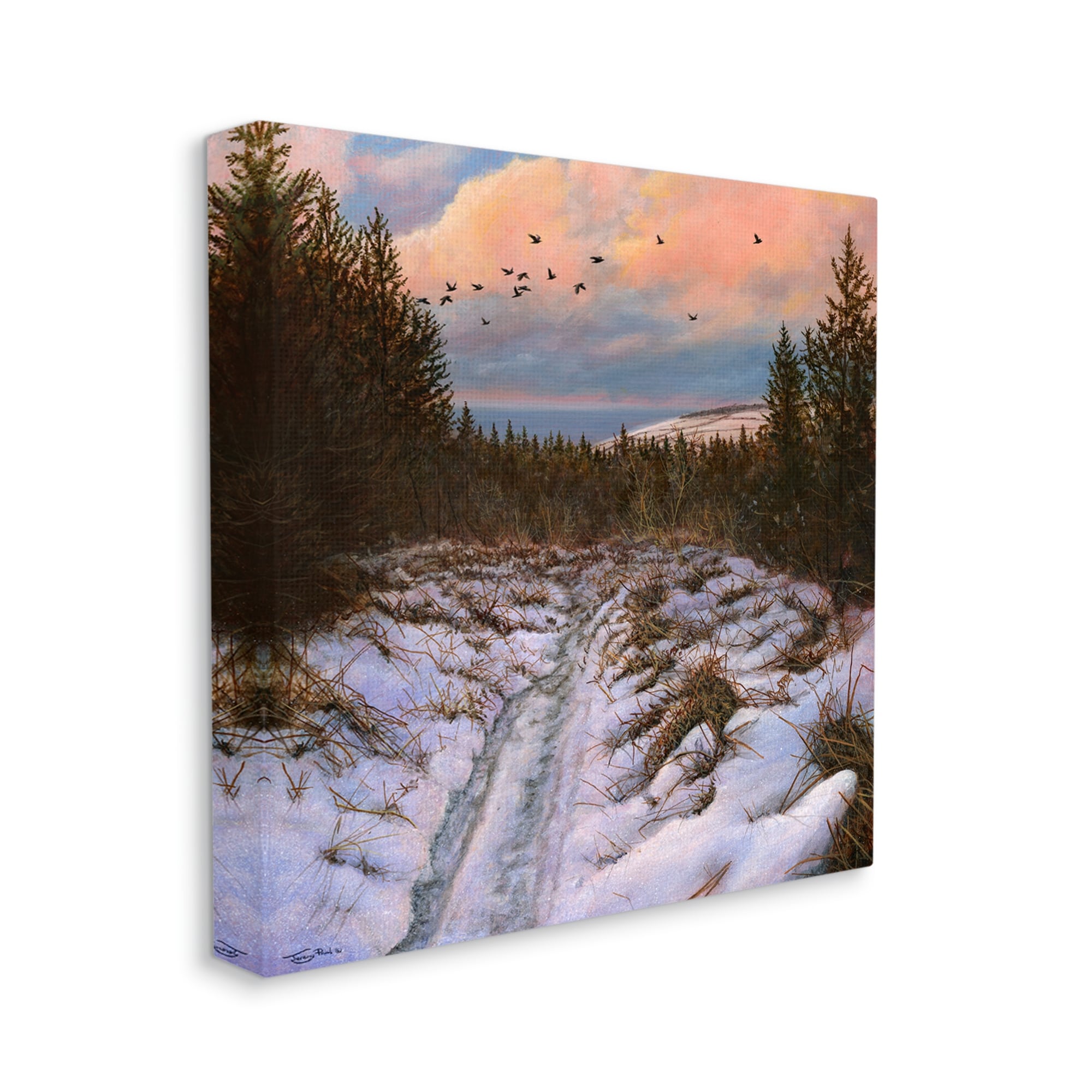 Stupell Industries Snowy Coastal Nature Trail Landscape Painting Gallery Wrapped Canvas Print Wall Art
