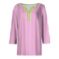 thumbnail image 4 of GYUJNB 3/4 Length Sleeve Womens Tops Button Down Summer Henley Neck T Shirts Plus Size Blouses, 4 of 5