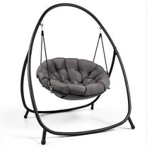 zzw Steel Hanging Chair Swing with Hardware and Wraparound Cushion, Gray, Black