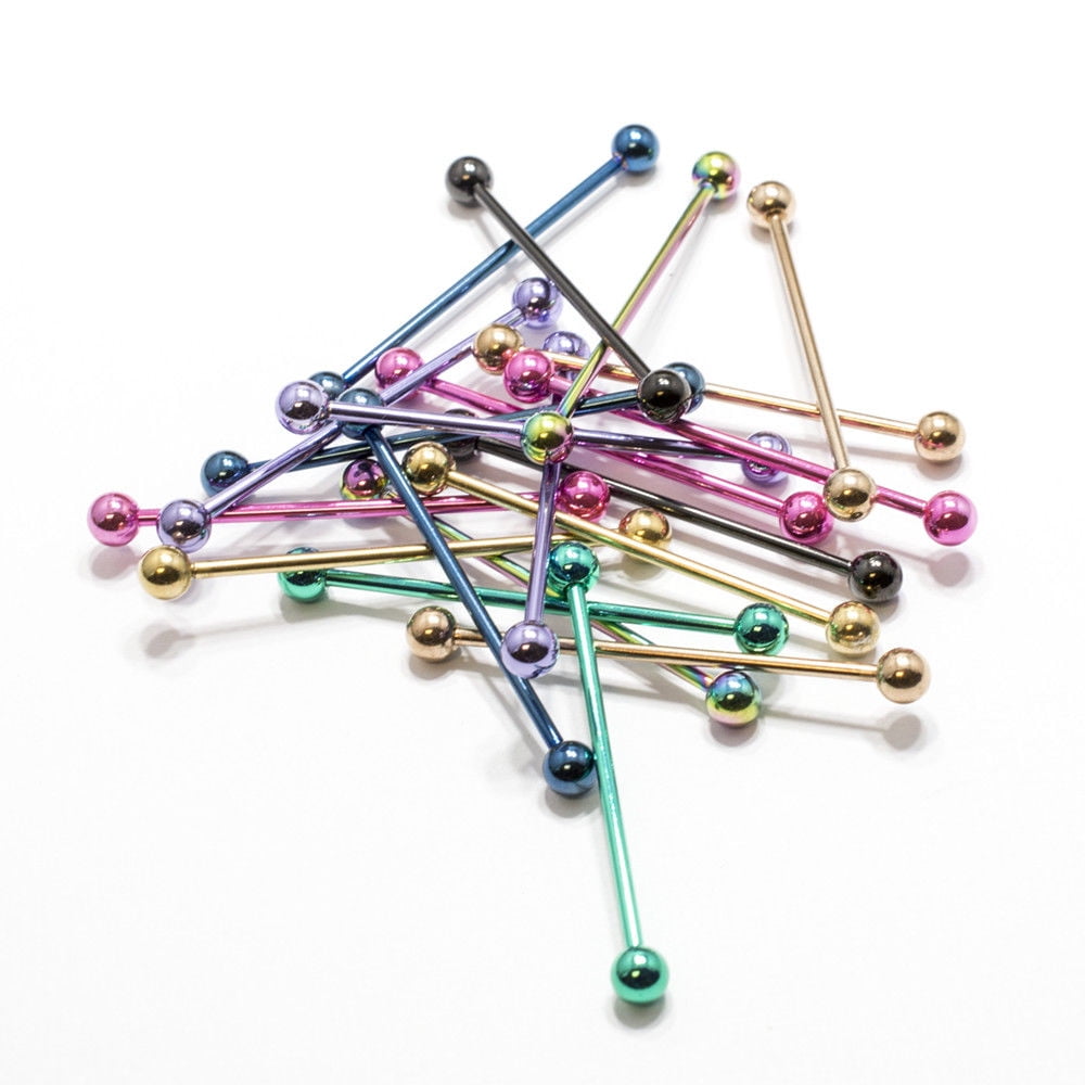 Industrial Barbell Ear Piercing 20 Pack Anodized Titanium 14G Cartilage