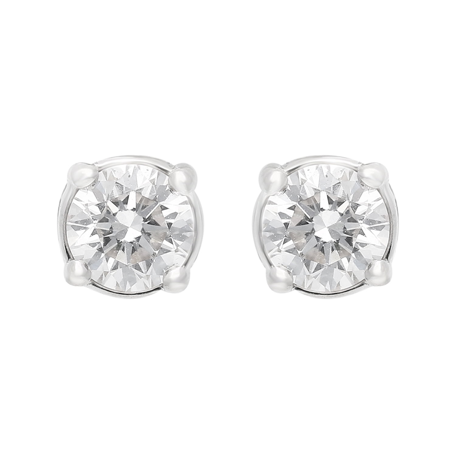 Brilliance Fine Jewelry Round 1 Carat Lab Grown Diamond Solitaire Plus Stud Earring in Sterling Silver