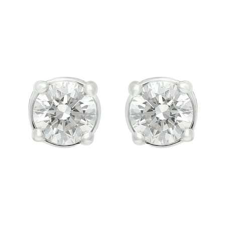 Brilliance Fine Jewelry Round 1 Carat Lab Grown Diamond Solitaire Plus Stud Earring In Sterling Silver