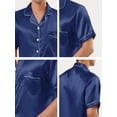 thumbnail image 5 of INSPIRE CHIC Men's Classic Satin Pajama Sets Short Sleeves Button Down Nightwear Sleepwears Loungewear S Blue, 5 of 6