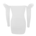 thumbnail image 7 of weeloloe Clearance Clothes Summer Dresses for Women 2024 Casual Long Sleeve Strapless Loose Slim Sundress Bodycon Solid Color Club Daily Holiday Vacation Beach Mini Dress White M, 7 of 7