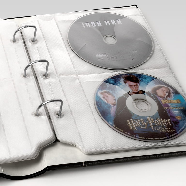 Bellagio-Italia CD/DVD Black Leather Storage Binder, 144-Disc