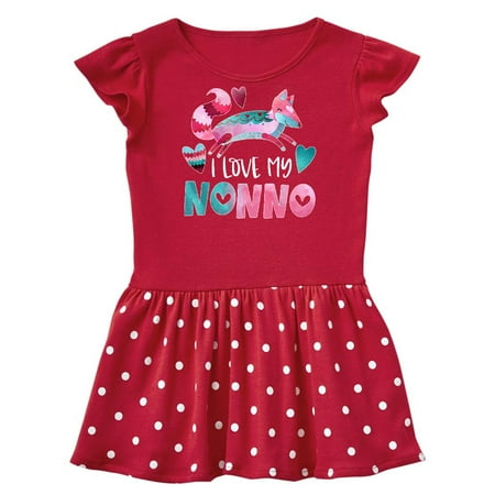 

Inktastic I Love My Nonno Pink and Blue Fox with Hearts Gift Baby Girl Dress