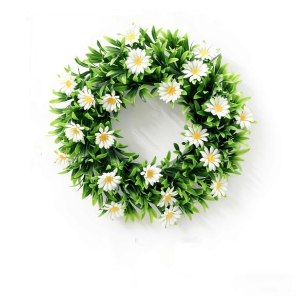 Bcylexb White Daisy Wreath 12.6" Artificial Silk Flower Wreath with Eucalyptus Leaves for Spring Summer Front Door Window Wall Wedding Farmhouse Decor