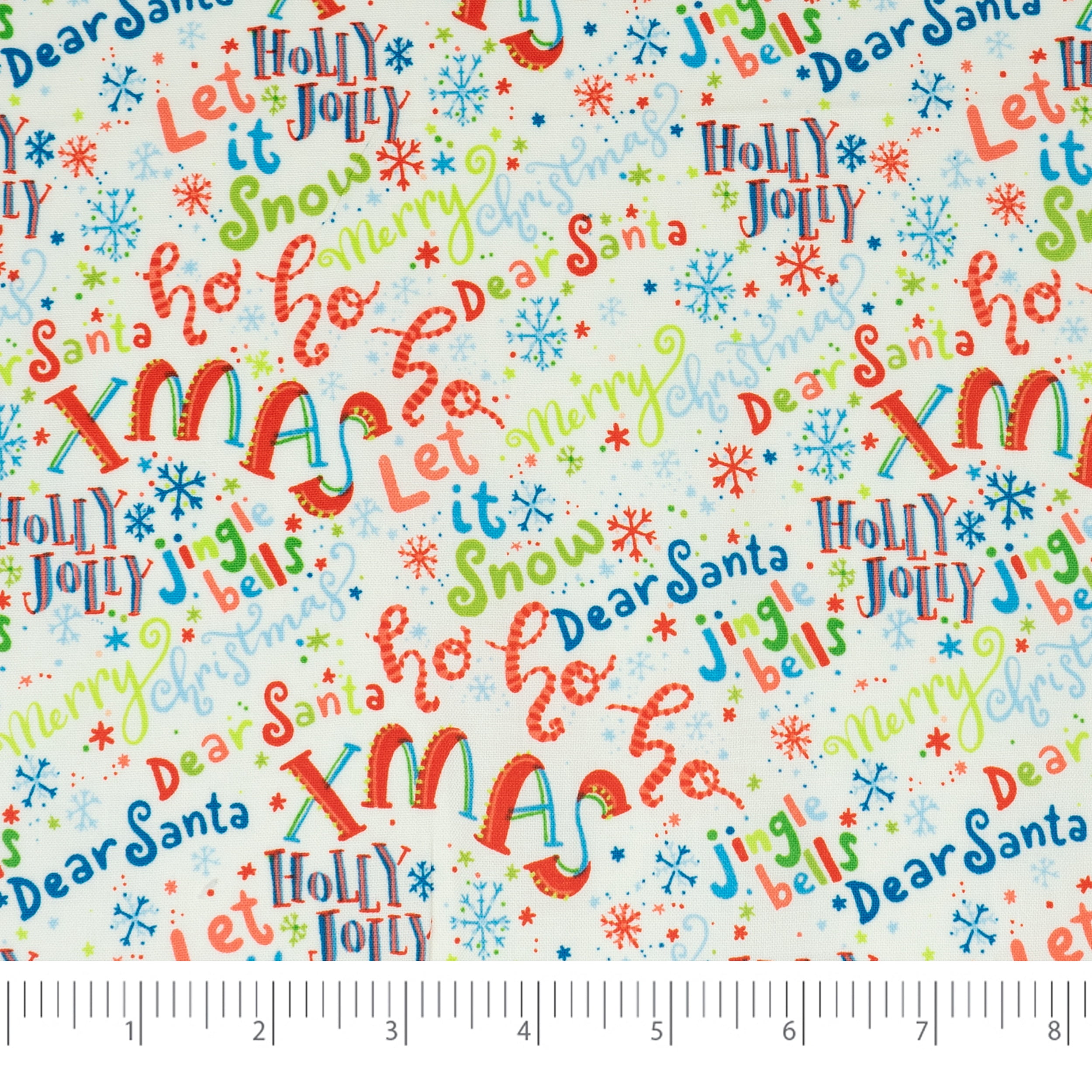 Singer Cotton Print Fabric, 100% Cotton, 1 Yard Precut, Dear Santa