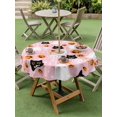 thumbnail image 3 of Outdoor Tablecloth with Umbrella Hole and Zipper, Halloween Pink Round Table Cloth 60 Inch Waterproof Tablecloth, Black White Ghost Orange Skull Pumpkin Picnic Table Cover for Patio Camping, 3 of 7