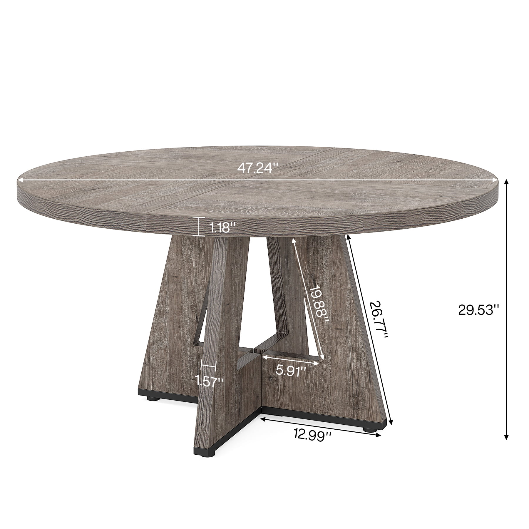 Tribesigns Farmhouse Dining Table for 4 People, 47" Round Wood Dining Table (Chairs Not Included)
