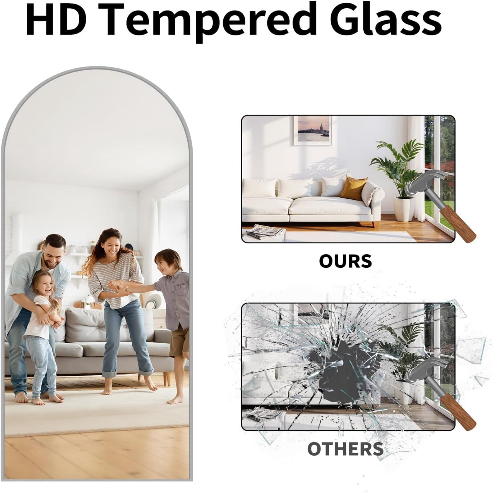 Lumora 24"x68" Full Length Floor Standing Mirror, Sliver