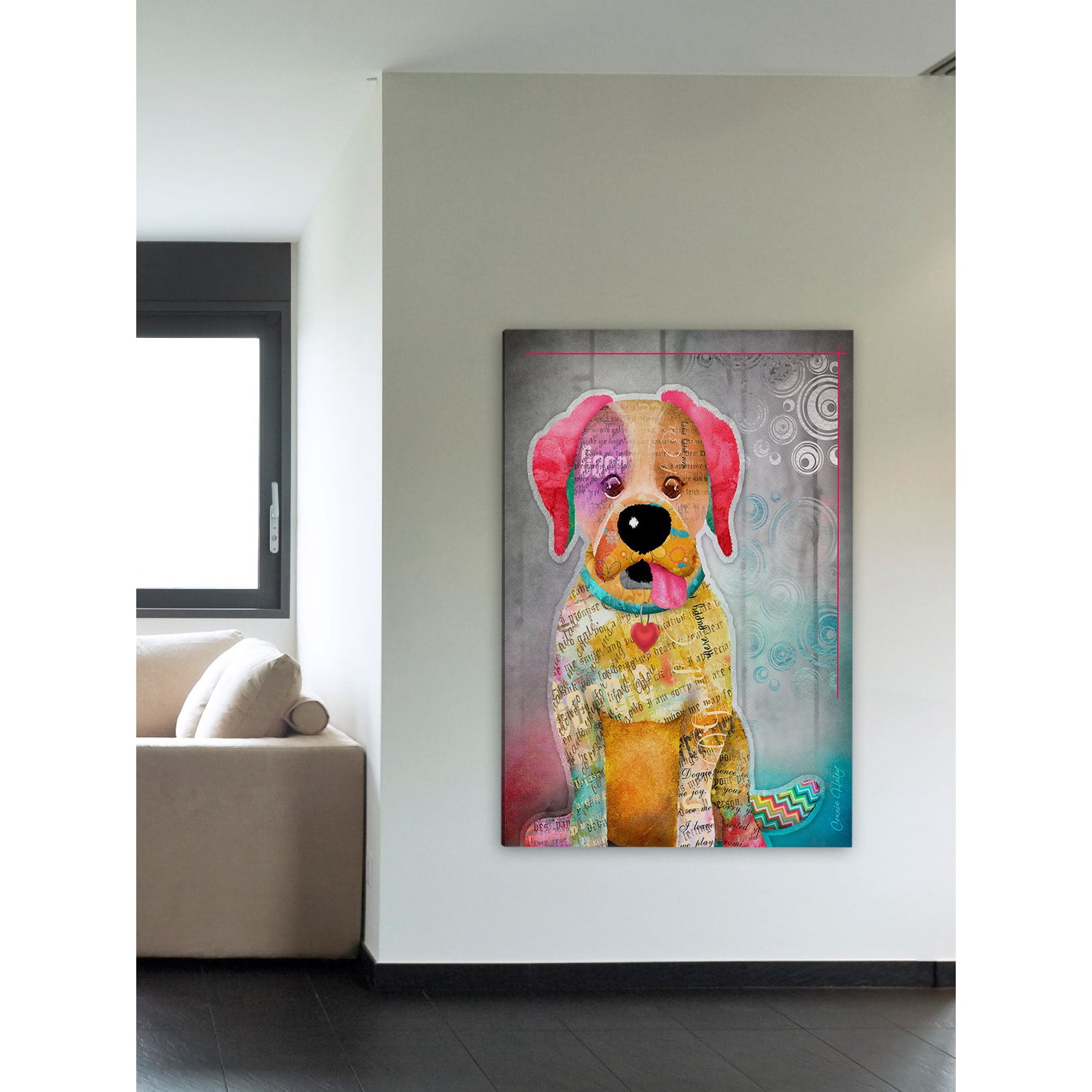 Marmont Hill "Sit Stay Love II" by Connie Haley Painting Print on Wrapped Canvas