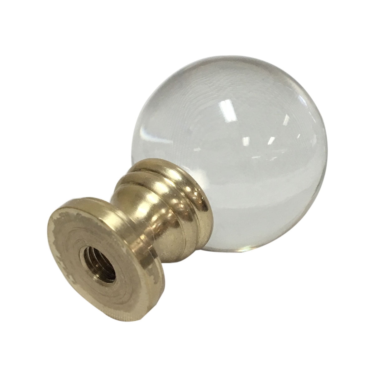 Royal Designs Clear Crystal Ball 1.6 Lamp Finial for Lamp Shade Antique Brass Base Set of 2