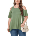 thumbnail image 2 of JuneFish Women's Plus Size Cold Shoulder Tunic Top Summer Short Sleeve Blouse, 2 of 7