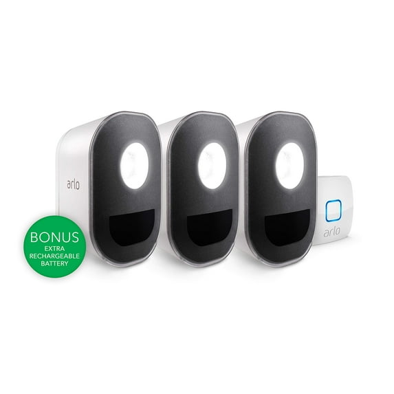 Arlo Lights - Smart Home Security Light | Wireless, Weather Resistant, Motion Sensor, Indoor/Outdoor, Multi-Colored LED| 3 Light Kit w/Bonus Battery (ALS1103C) Camera not Included