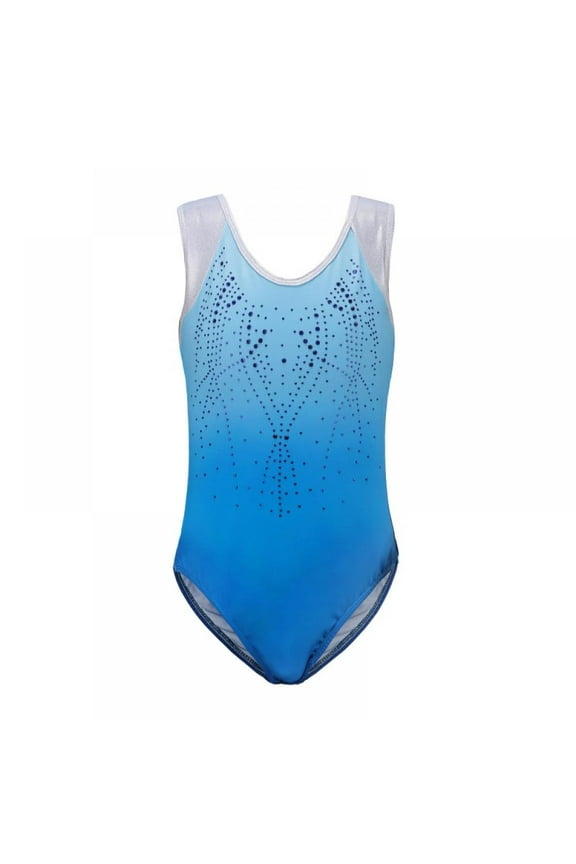 Sleeveless Diamond Bright Pattern Body Suit Ballet Gymnastics Gradient Color Practice Dance Practice Clothes for Girls