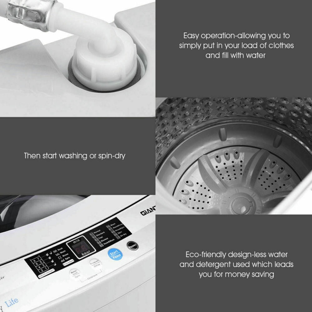 Barara King Washing Machine, Laundry Washer, 8.8 lbs Portable Full-Automatic Laundry Washing Machine with Drain Pump