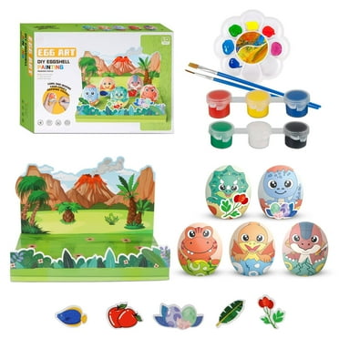clleylise 22 Pcs CRAFT Kids Crafts Dinosaur Painting Kit (Ages 3 ) - Paint Your Own Dinosaur Toys Activity Kit/Kid-Safe Washable Paint, Bru for Kids Birthday Gifts for Kids Boys and Girls Ages 5-12