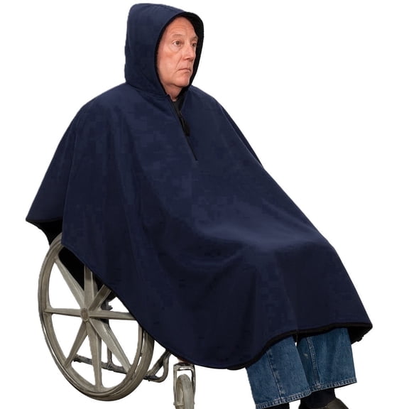 Winter Hooded Wheelchair Poncho Cape with Polar Fleece or Sherpa Lining