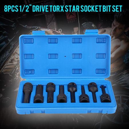 T30 Torx Bit Socket Yosoo 8Pcs 1/2 Inch Drive Torx Star Socket Bit Set T30-T80, Torx Bit Set,Torx Star Bit Socket Set ()