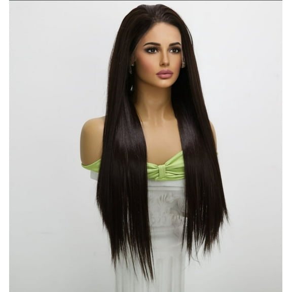 Full hand crochet full lace wig headpiece free parting straight hair