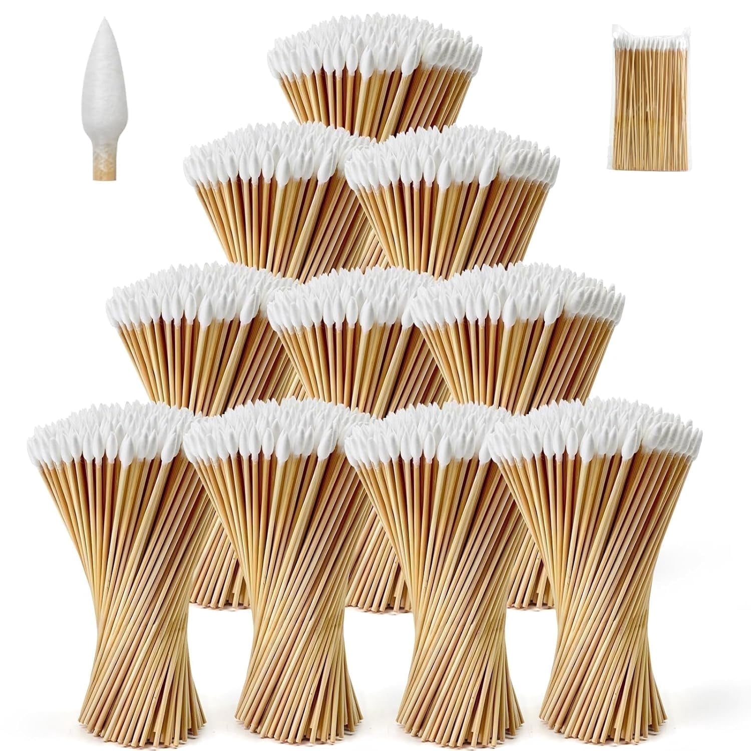 6 Zoll Lange Wattestäbchen – 400 Stück, Doppelseitig, Mit Holzstiel, Für Reinigung, Make-up & Tierpflege