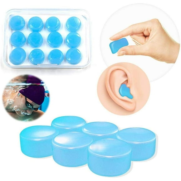 Tapones para los oídos de silicona, tapones para los oídos con cancelación de ruido, impermeables, reutilizables, para dormir, 12 Uds. YUNYI BRAND Deportes