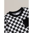 thumbnail image 6 of Bslissey Toddler Baby Boys Pants Set Checkerboard Print Long Sleeve Sweatshirt + Drawstring Pants 2Pcs Casual Outfits 6M 12M 18M 24M 3T Infant Fall Daily Clothes, 6 of 9