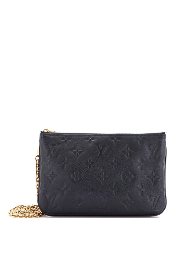 Pre-Owned Double Zip Pochette Monogram Empreinte Leather By Rebag