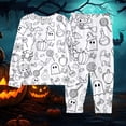 thumbnail image 2 of Shadoumai Halloween Pajamas Shorts for Pajamas You Color on for Cute Graphic Print Diy Hand Painted Pjs Soft Long Sleeve Pjs Silk Tops and Longs 2 Piece Summer Loungewear, 2 of 3