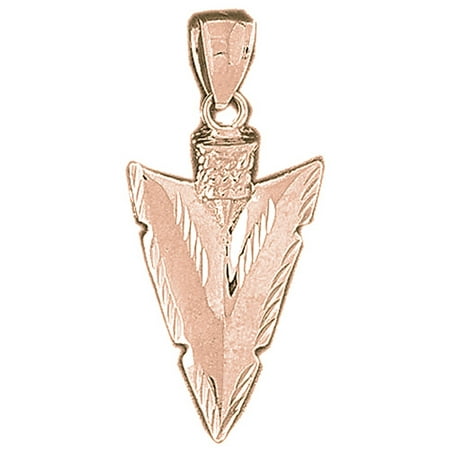 14K Rose Gold Arrowhead Pendant - 38 mm