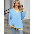 thumbnail image 5 of IWEMEK Crewneck Sweatshirt for Womens Fall Long Sleeve Blouses Fashion Chic Blue Shirt Holiday Baggy Tees, 5 of 7
