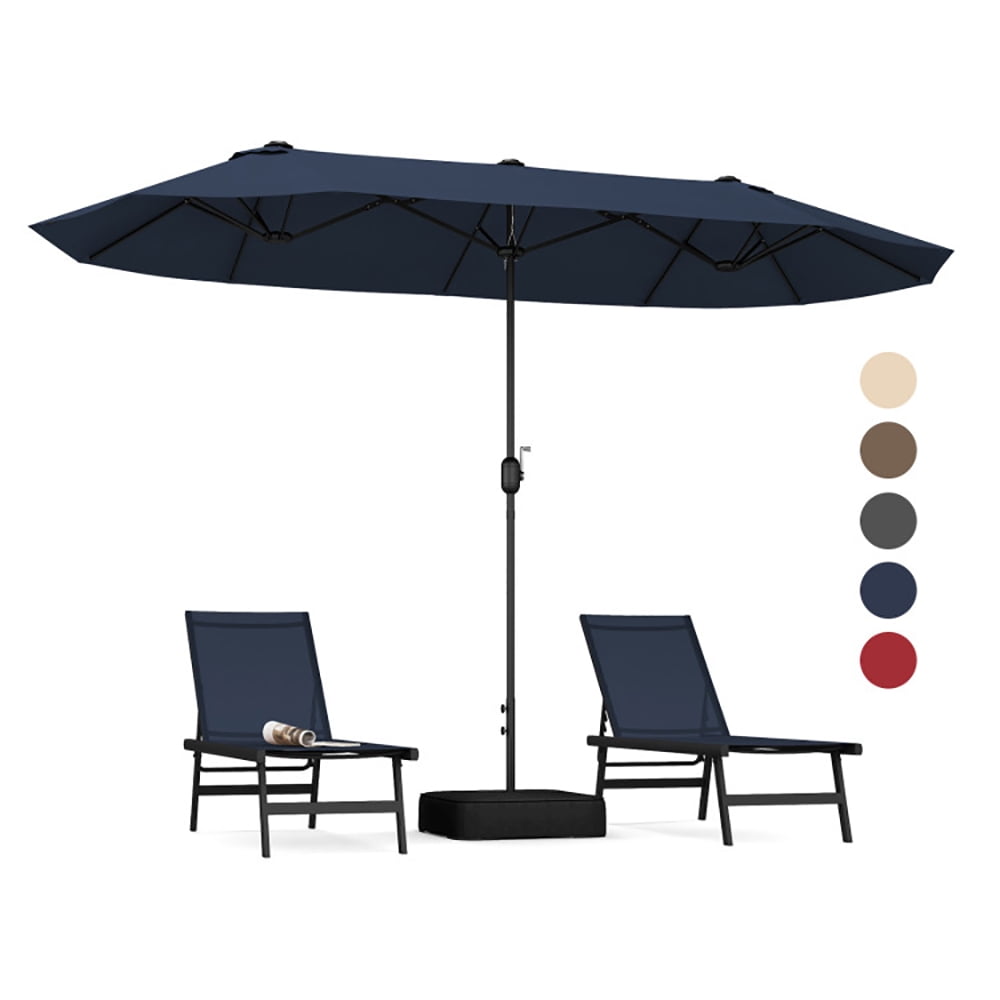 Aimee Lii 13 Feet Double-Sided Patio Twin Table Umbrella with Crank Handle, Outdoor Umbrellas for Patio, Navy