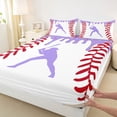 thumbnail image 4 of Erosebridal Baseball Games Sport Full Size Sheets,Ball Gamer Silhouette Bed Sheets For Kids Boys 4 Pieces, 4 of 6