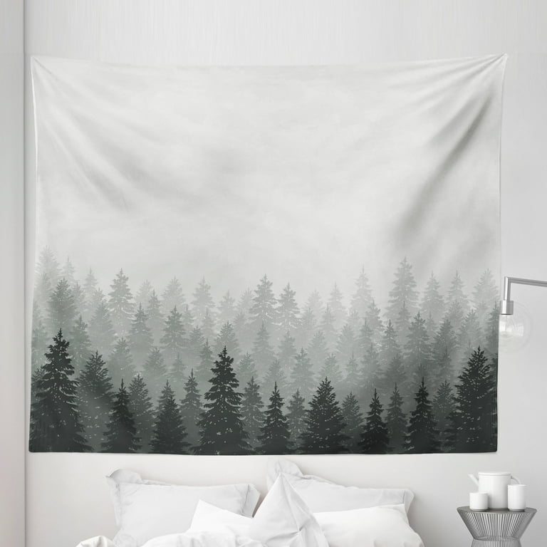 Black and white forest tapestry hot sale