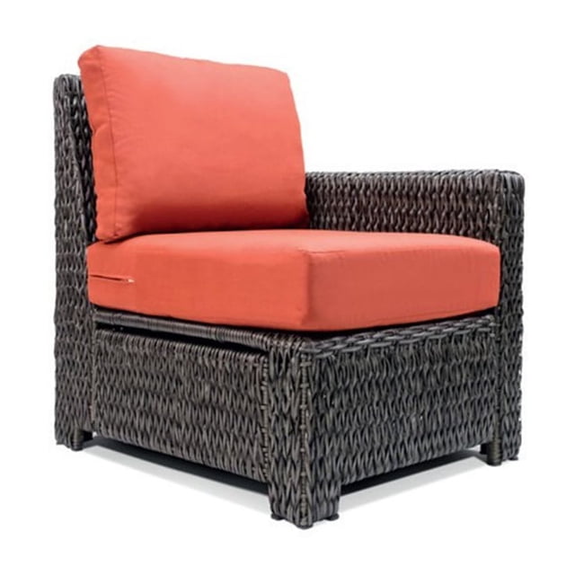 Krikacy Rattan Patio Wide Seat Left Arm Chair,Outdoor HDPE Hand Woven Chair,for deck Lawn,Red