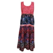 Mogul Womens Printed Dress Sleeveless Boho Fashion Cotton Casual Dresses